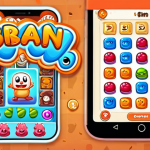A colorful and whimsical mobile game interface featuring cartoon characters solving a puzzle. Bright, inviting design, suggesting a brain-teasing but enjoyable experience, with "똘똘이" subtly incorporated into the game's logo.