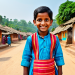 똘똘이 한국 내 인기와 해외 반응 - **

A cheerful Indian child, "TollToli," fully clothed in modest, traditional clothing, exploring a ...
