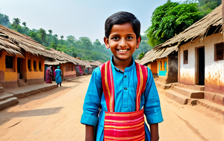 똘똘이 한국 내 인기와 해외 반응 - **

A cheerful Indian child, "TollToli," fully clothed in modest, traditional clothing, exploring a ...